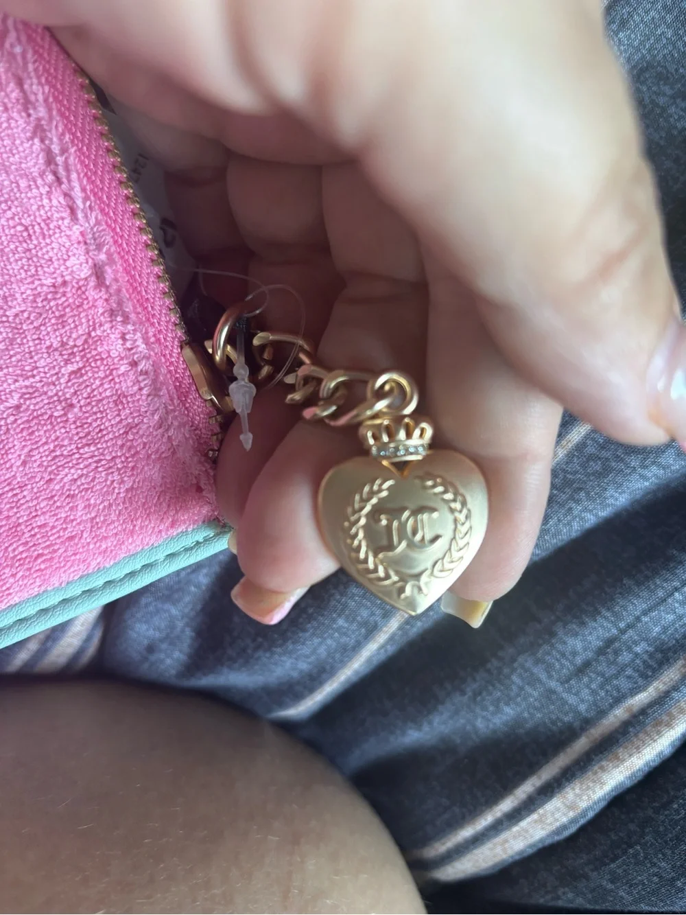 Juicy Couture Pink Terry Card Holder with Mint Trim